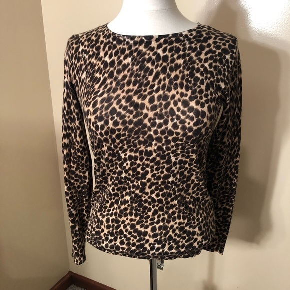 J. Crew Teddie Lightweight Leopard Print Sweater Sz XXS - Picture 1 of 5
